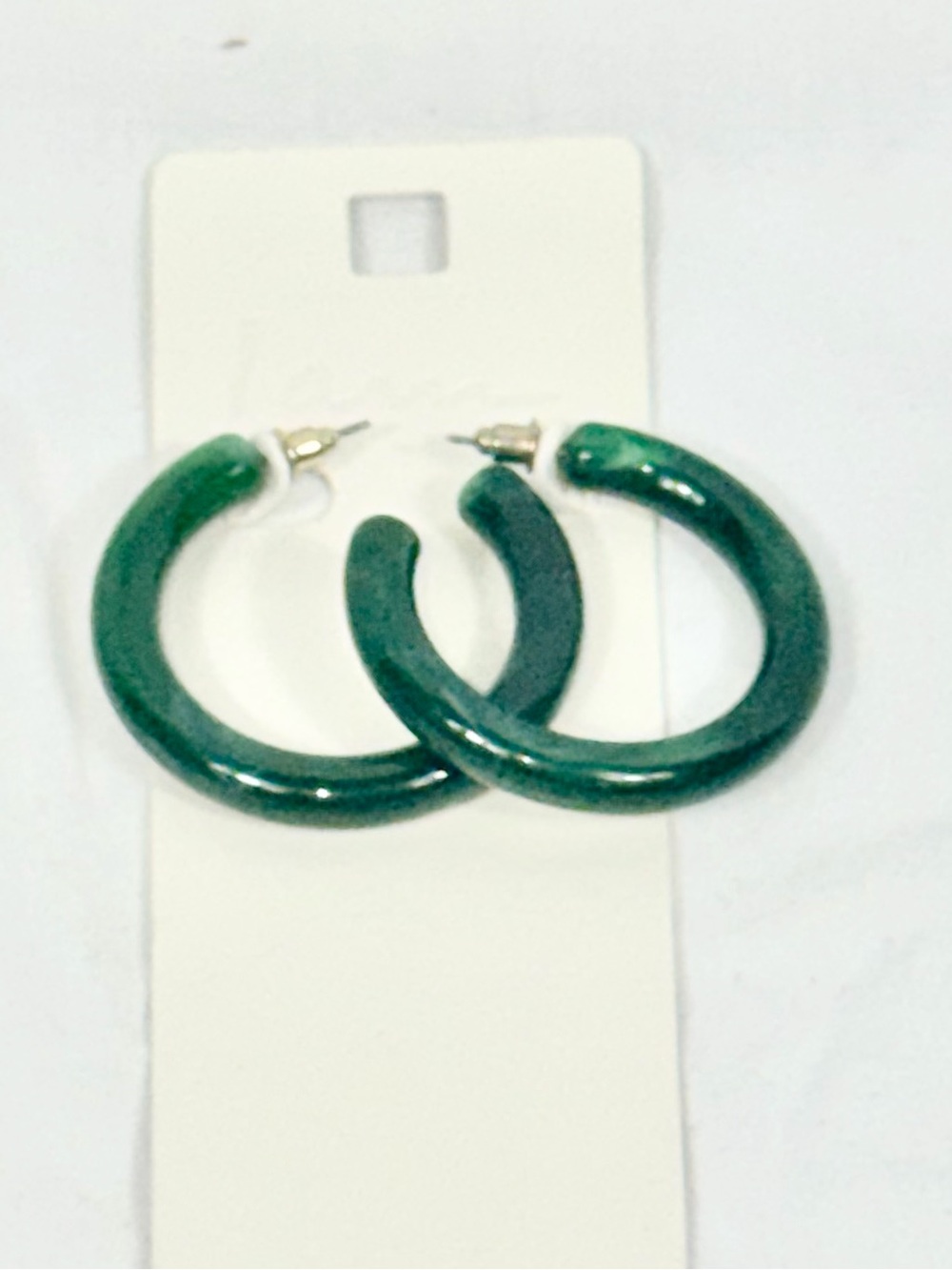 I AM Jewelry Green Resin Lucite Hoop Earrings Jade Style Retro Tube Full Circle
